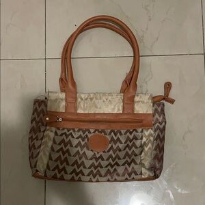 Chevron Pattern Tan and Brown Women's Bag